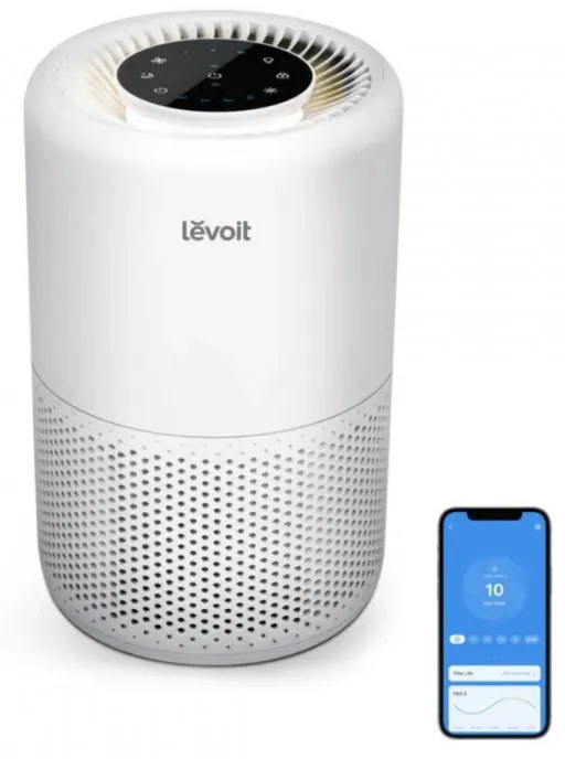 Purificator de aer Levoit Core 200S, 35 m2, 26W, True HEPA H13, Elimina 99,97% din particule, Comenzi vocale, Timer, 3 viteze, Alb