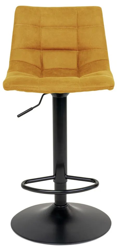 Taburet de bar Middelfart, catifea, galben muștar, picioare negre