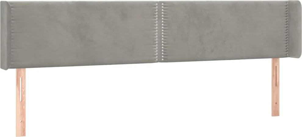 vidaXL Tăblie de pat cu aripioare gri deschis 163x16x78/88 cm catifea