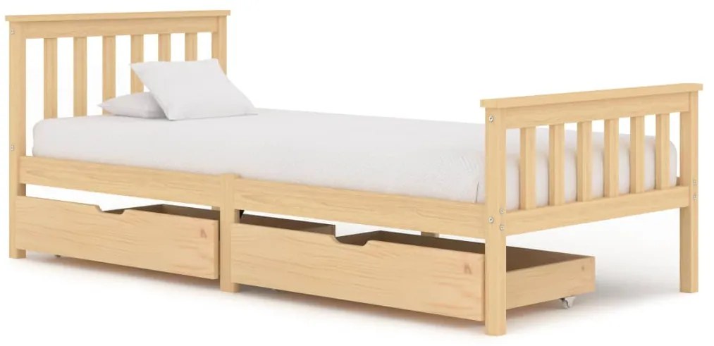 3060337 vidaXL Cadru de pat cu 2 sertare, 100 x 200 cm, lemn masiv de pin