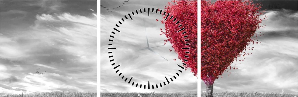 Tablou -Inima din coroanele copacilor (cu ceas) (90x30 cm)