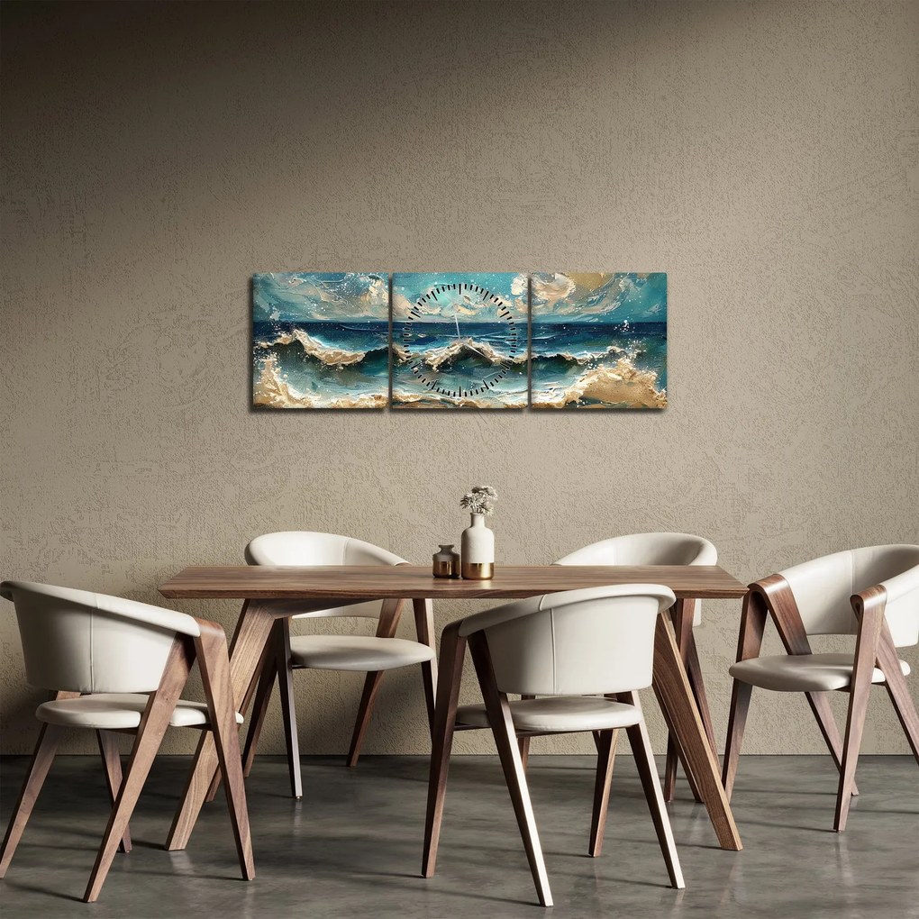 Tablou - Pictura mării (cu ceas) (90x30 cm)
