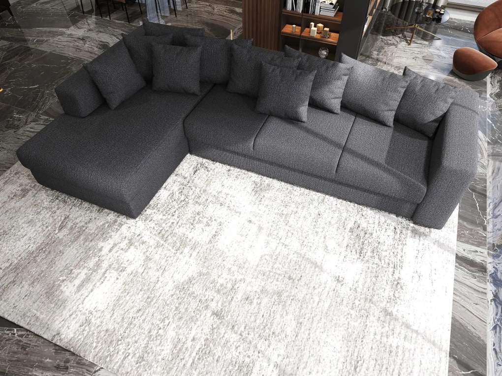 Colțar extensibil dumonde cu ladă de depozitare si sezut confortabil din spuma high-density, Gloria Enjoy Grafit II 320x183 cm