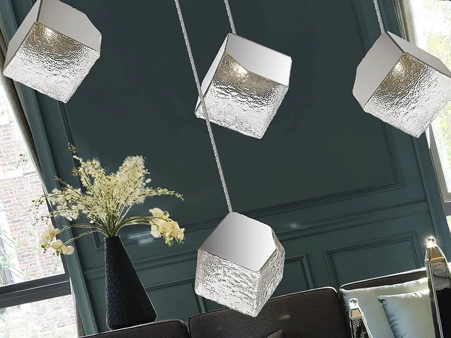 Lustra suspendata casa scarii design decorativ Priscila crom