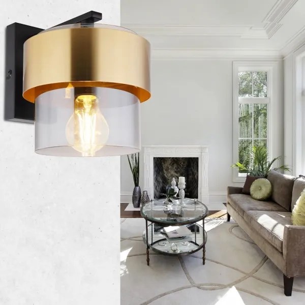 Aplică MILEY 1xE27/60W/230V neagră/alamă Globo 15560W