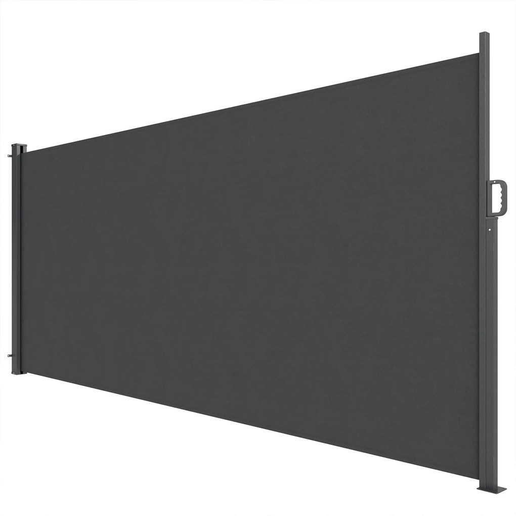 Outsunny Paravan Lateral Retractabil Impermeabil și UV50+, din Aluminiu, Oțel și Poliester, 420x185 cm, Gri Închis | Aosom Romania
