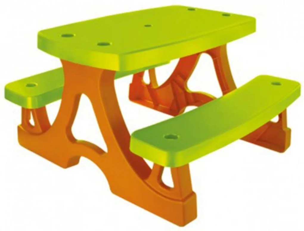 Masuta copii cu bancuta din plastic aditivat Novokids™ Picnic Table, Pentru interior si exterior, Dimensiuni 79x78x47 cm , Suprafata antiaderenta,