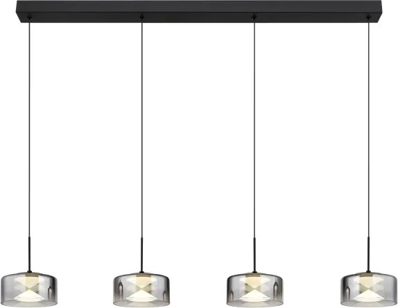 Globo 16024-4 - candelabru LED suspendat pe cablu BELINDA LED/24W/230V negru/fumuriu
