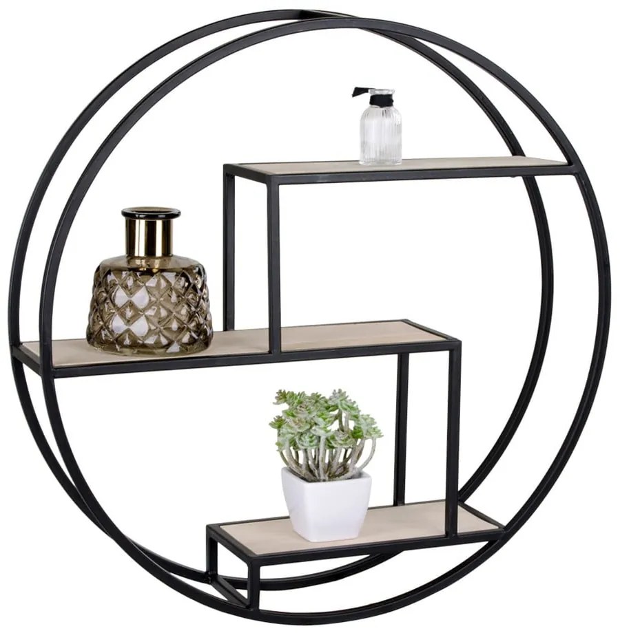 Raft negru/în culoare naturală etajat din lemn masiv de paulownia 62 cm Rotterdam – House Nordic