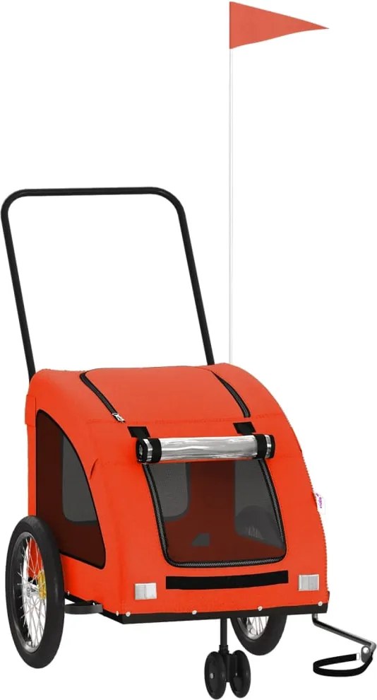 vidaXL Remorcă de bicicletă animale portocaliu/gri, textil oxford/fier