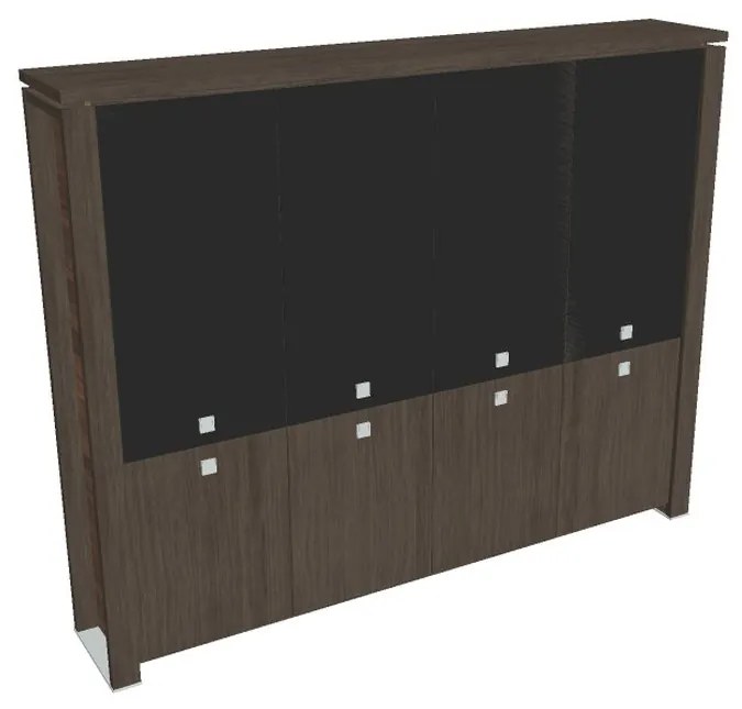 Dulap înalt Verno+ 260 x 46 x 210 cm, uși combinate, stejar antracit / negru