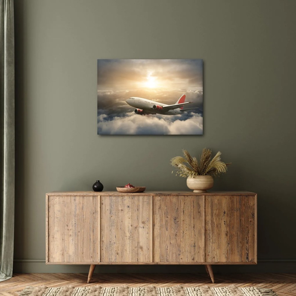Tablou - Avion în nori (70x50 cm)