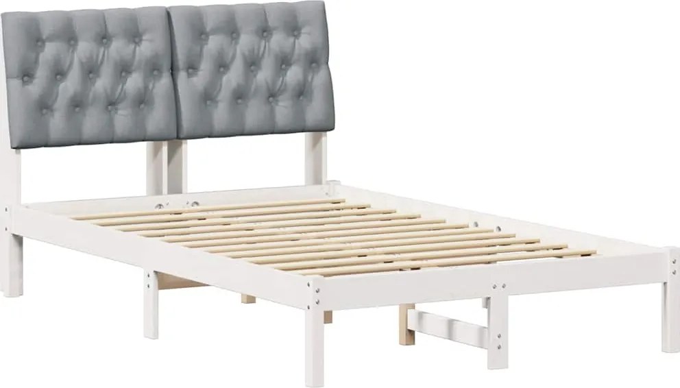 vidaXL Cadru de pat cu tăblie tapițată cu headboard Alb 120 x 200 cm