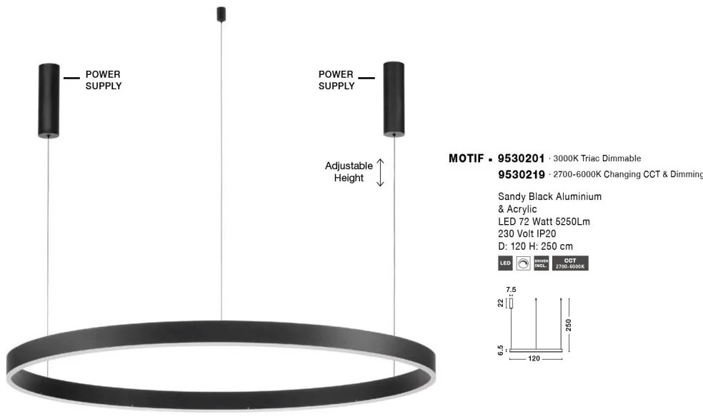 Lustra LED dimabila design circular MOTIF D-120cm