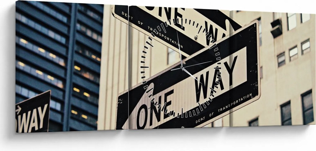 Tablou - New York ONE WAY (cu ceas) (90x30 cm)