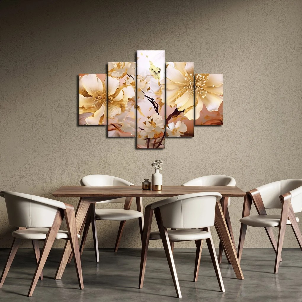 Tablou - Flori de aur (150x105 cm)