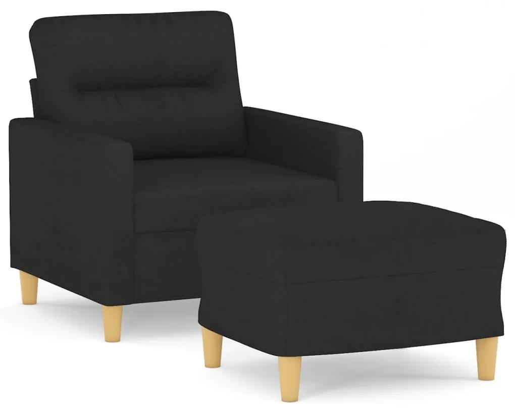 Fotoliu canapea cu taburet, negru, 60 cm, material textil Negru, 78 x 77 x 80 cm