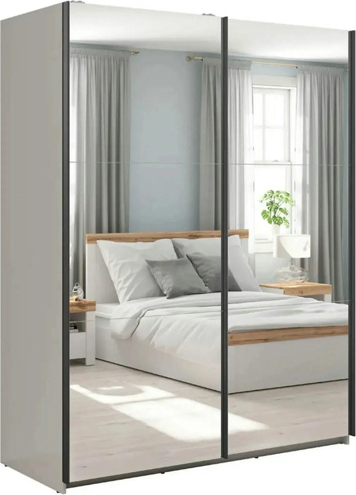 Dulap TETRIX, casmir, PAL, cu 2 usi si oglinzi, 154x60x196 cm