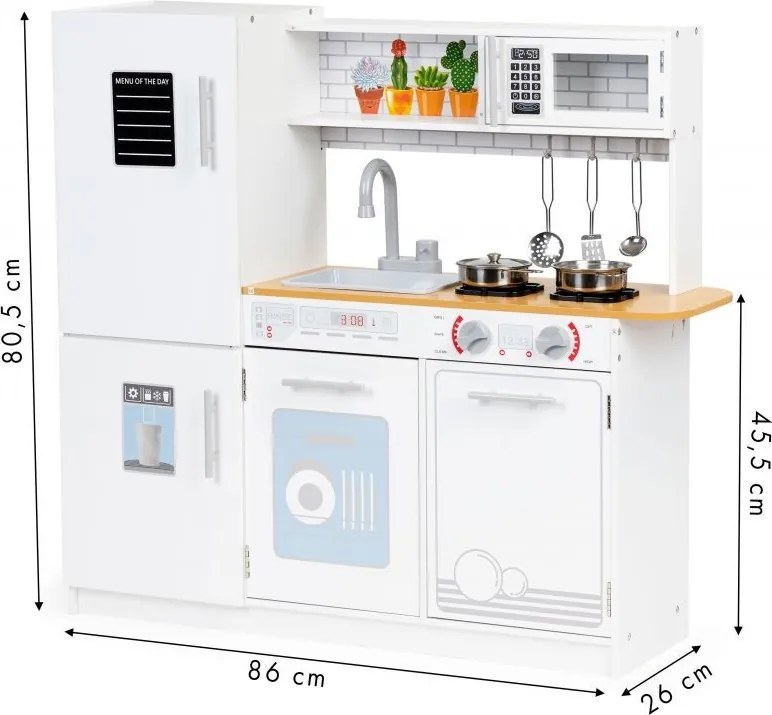 Bucătărie pentru copii din lemn cu lumină led + accesorii