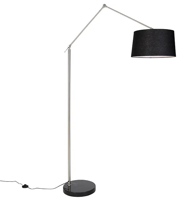 Lampa de podea moderna din otel cu abajur din in negru 45 cm - Editor