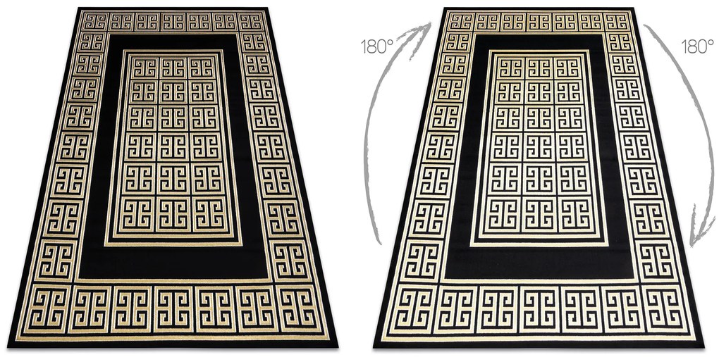 Modern GLOSS covor  6776 86 stilat, cadru, grecesc negru / aur