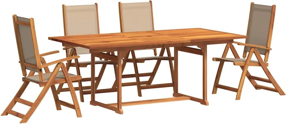 vidaXL Set mobilier de grădină, 5 piese, lemn masiv acacia/textilenă