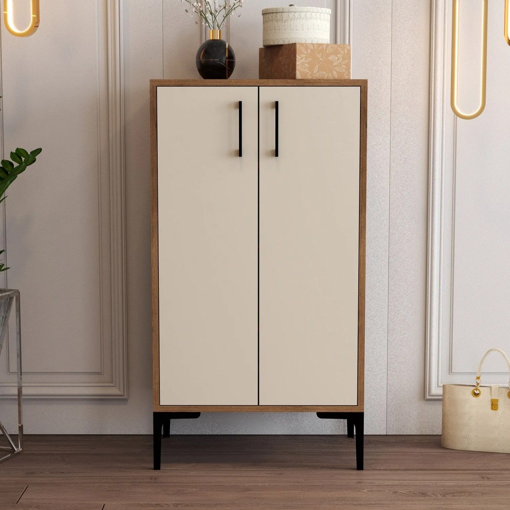 Comodă pentru pantofi Prag - Walnut, Cream