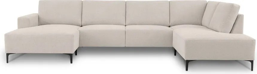 Colțar bej cu tapițerie din chenille (cu colț pe partea dreaptă/în formă de "U") Fabian – Scandic