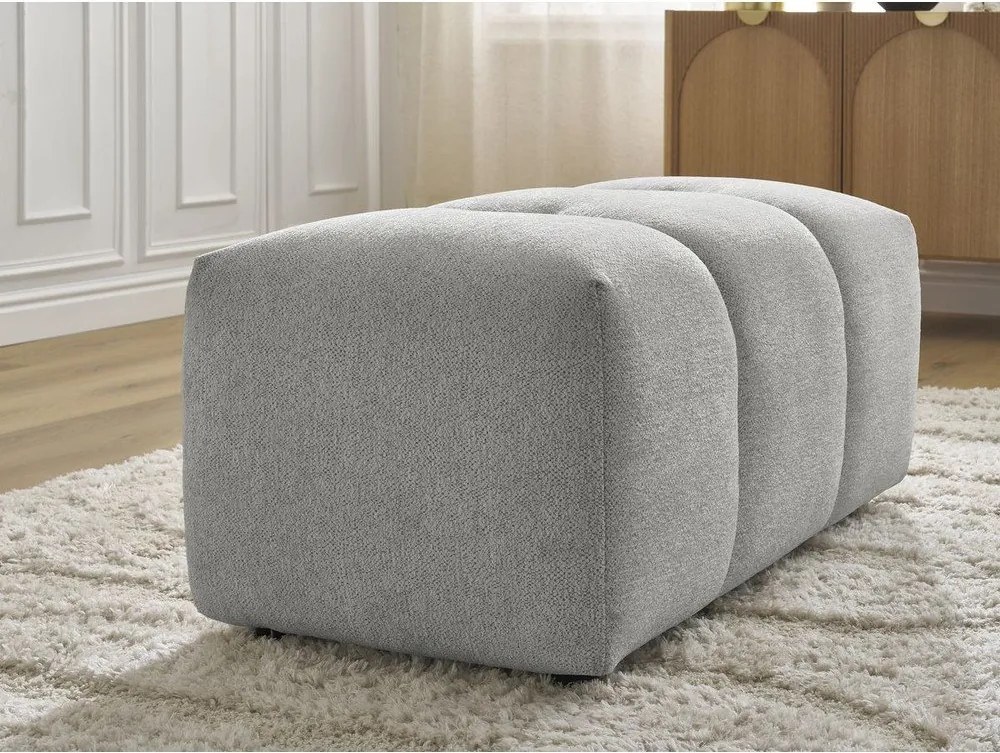 Taburet gri deschis cu tapițerie din chenille Roxelane – Bobochic Paris