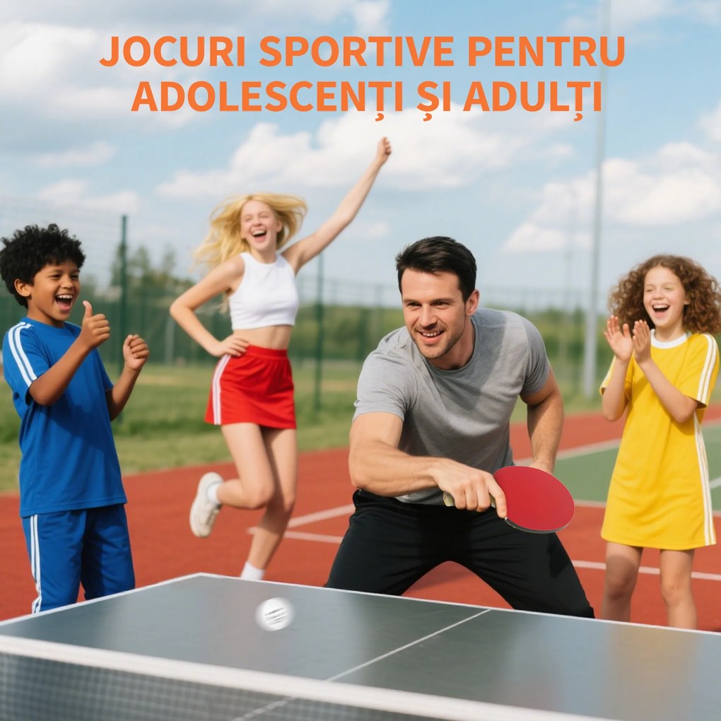 SPORTNOW Set 4 Palete Ping Pong și 8 Mingi cu Husă Roșu și Negru | Aosom Romania