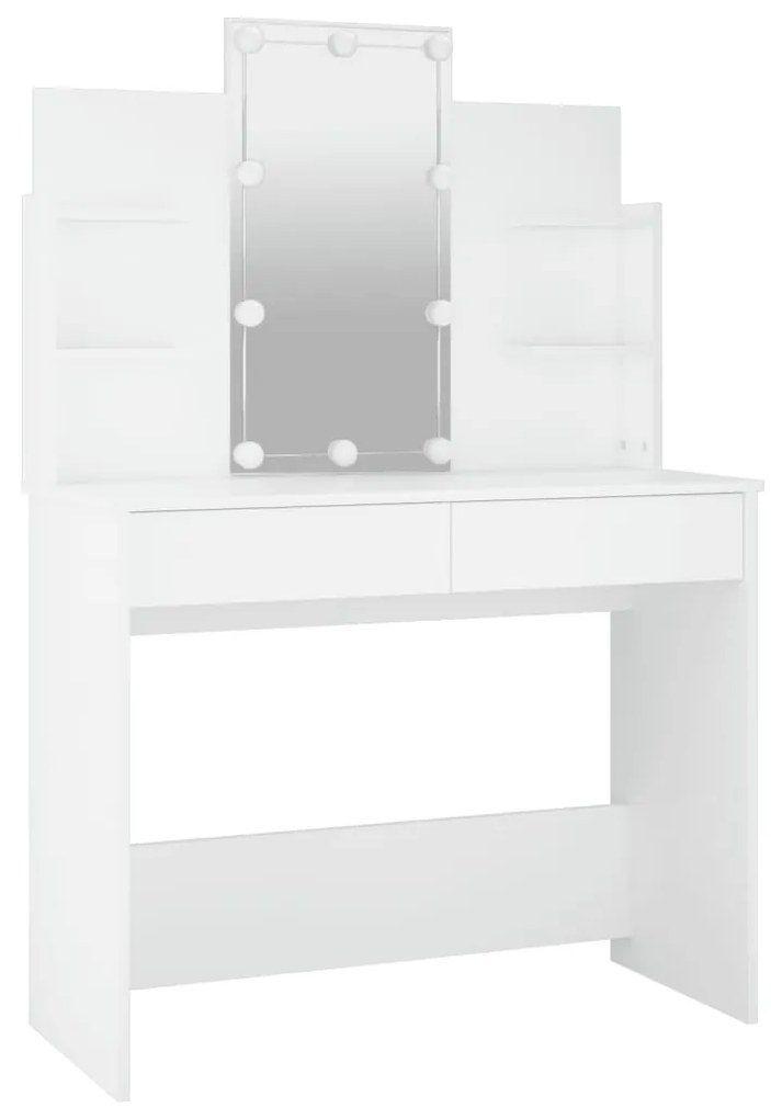 808819 vidaXL Masă de toaletă cu LED, alb, 96x40x142 cm