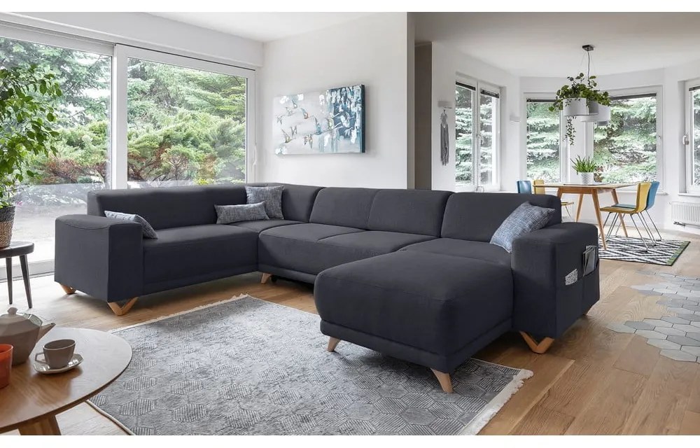 Colțar gri antracit extensibil/cu spațiu de depozitare (cu colț pe partea stângă/în formă de "U") Classy Sophie – Miuform