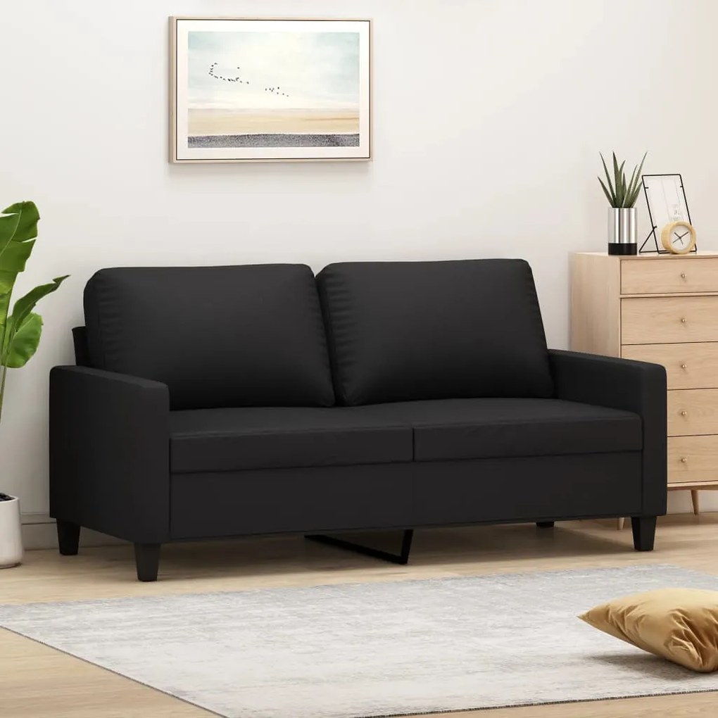 348673 vidaXL Canapea cu 2 locuri, negru, 140 cm, piele ecologică