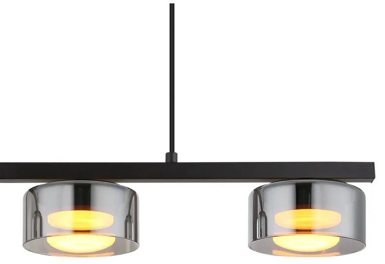 Lustra suspendata din metal negru cu sticla fumurie HIGGINS 3L