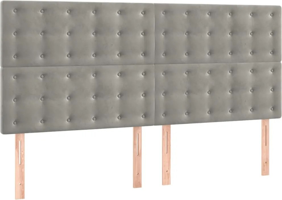 vidaXL Tăblie de pat gri deschis 200x5x118/128 cm catifea