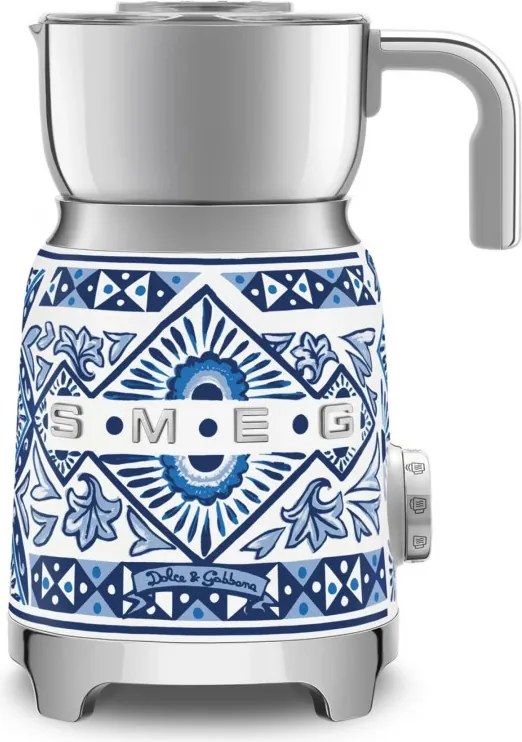 Aparat pentru spumarea laptelui Smeg Dolce & Gabbana MFF01DGBEU, 500 W, 600 ml, Oprire automată, Fără BPA, Albastru mediteranean
