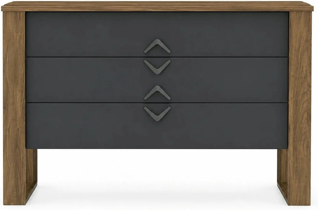 Comoda Bumerang Aynalı, gri antarcit/alun, PAL melaminat, 110x45x76 cm