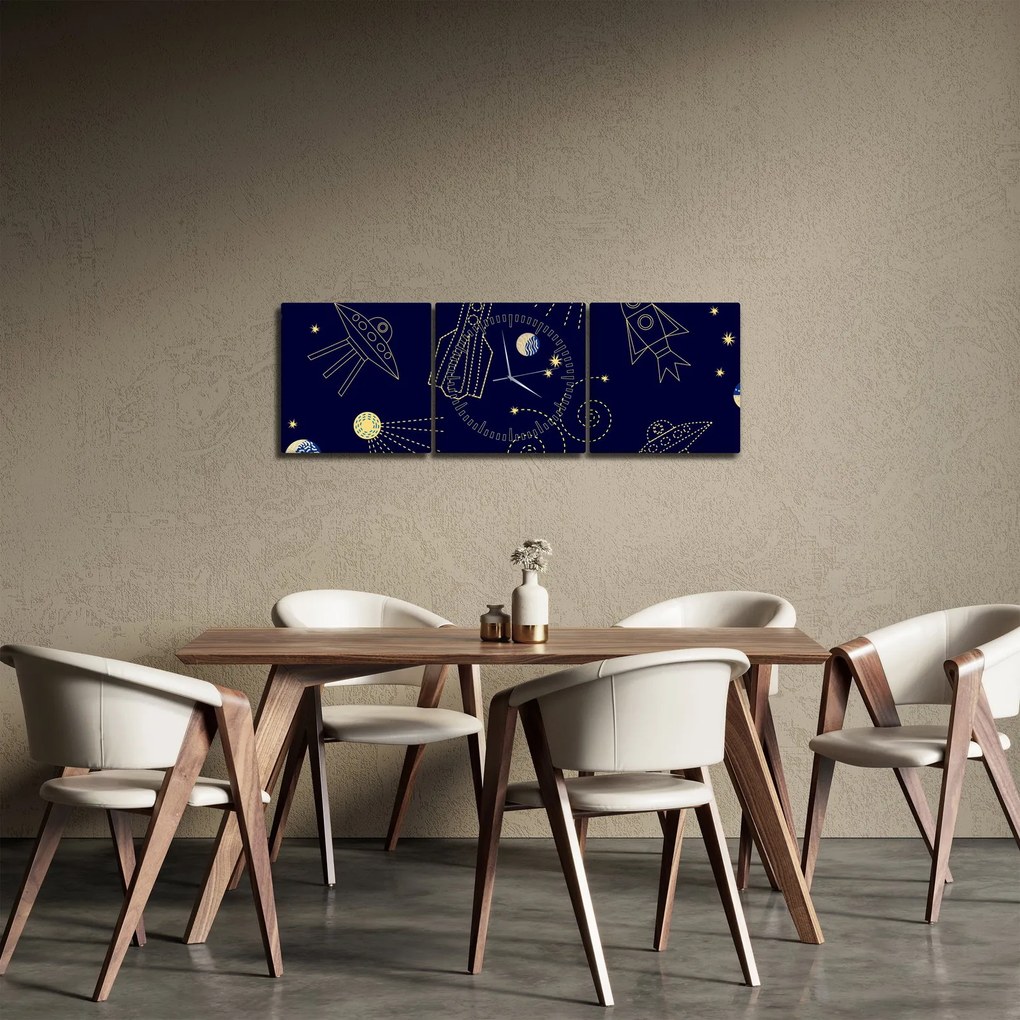 Tablou - Universul (cu ceas) (90x30 cm)
