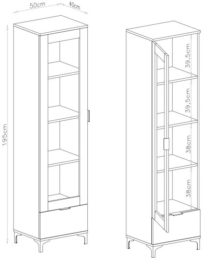 Vitrină LORA stejar artizan