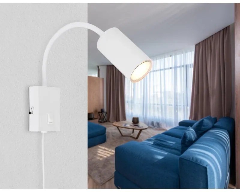Aplica de perete cu spot directionabil design modern Robby alb