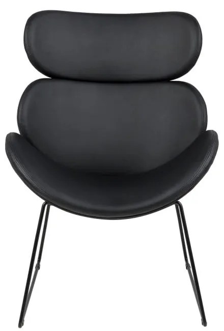 Fotoliu cu husă din imitație de piele și picioare negre Actona Cazar, negru