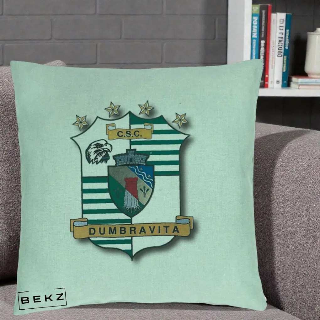 Perna Personalizata CSC Dumbravita Fotbal, 40x40 cm, Verde Menta, Husa Detasabila, Perna Inclusa, BEKZ®