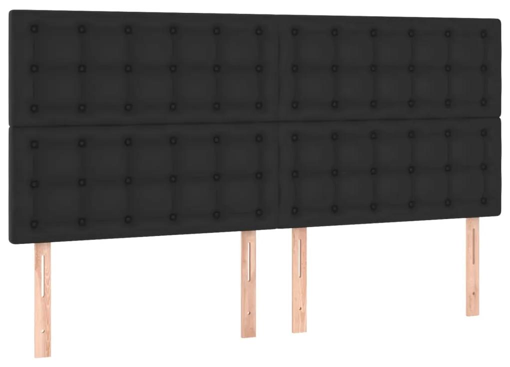 Cadru de pat cu tablie, negru, 200x200 cm, piele ecologica Negru, 200 x 200 cm, Nasturi de tapiterie