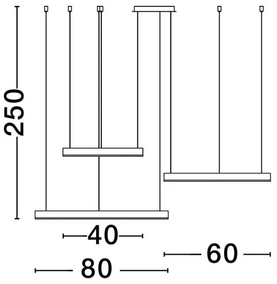Lustra LED circulara cu 3 inele 80/60/40cm ELOWEN