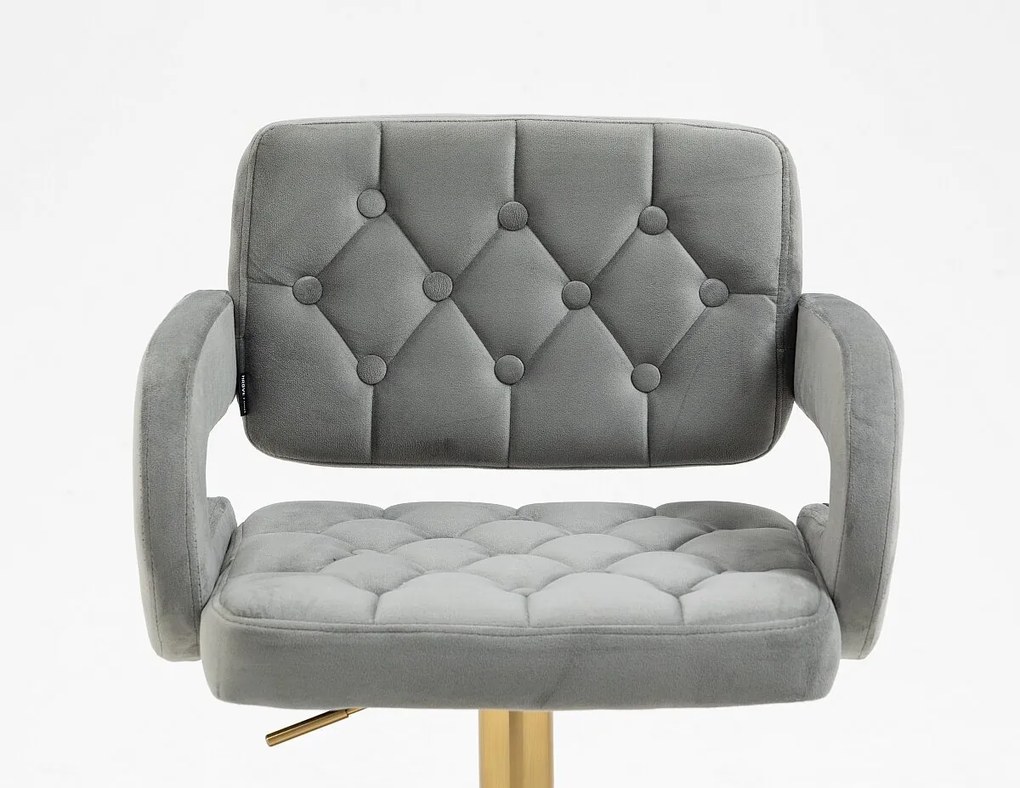 HR8403KW Scaun Catifea Gray cu Bază Aurie
