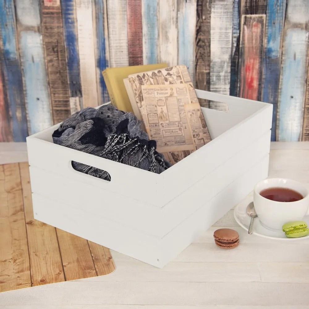 Cutie de depozitare albă din lemn 36x26x15 cm – Orion