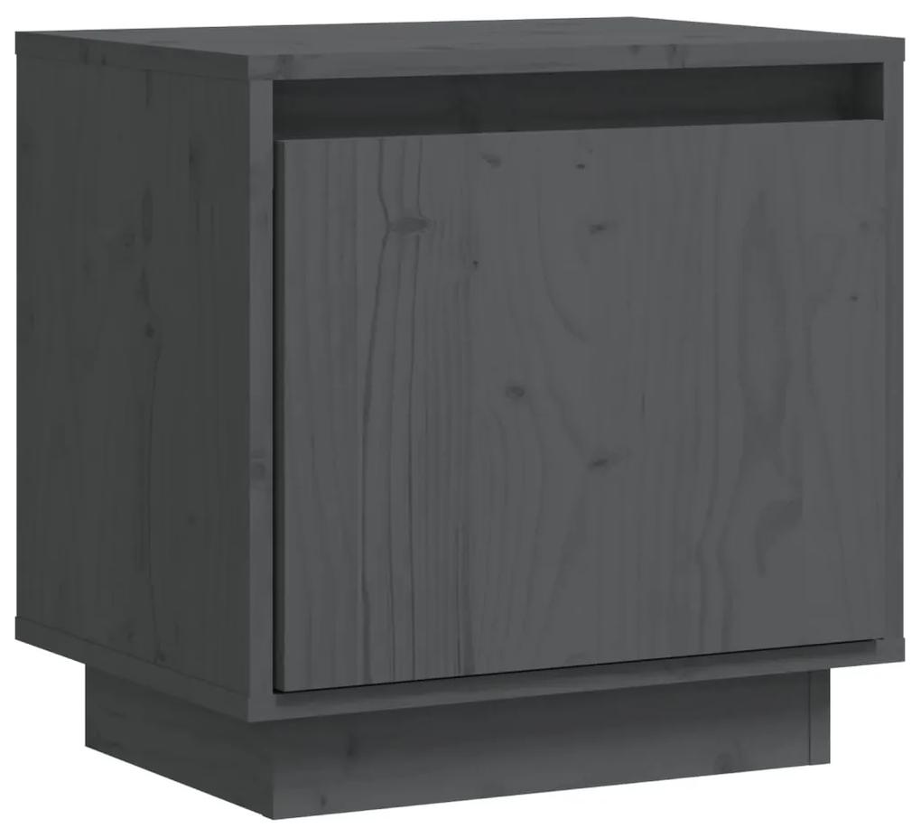 813309 vidaXL Noptieră, gri, 40x30x40 cm, lemn masiv de pin