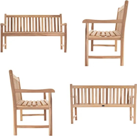 Bancă de grădină din lemn masiv DIVERO 3 locuri 150 cm