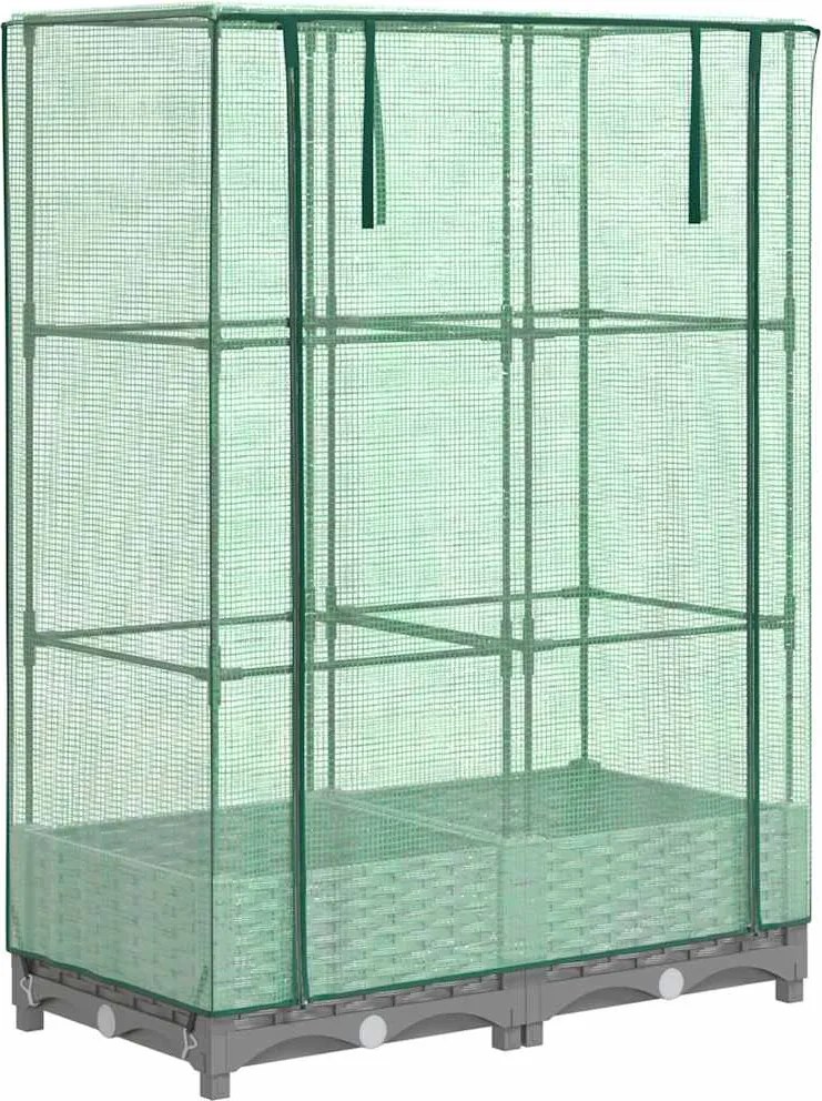 vidaXL Strat înălțat cu husă de seră, aspect ratan, 80x40x123 cm