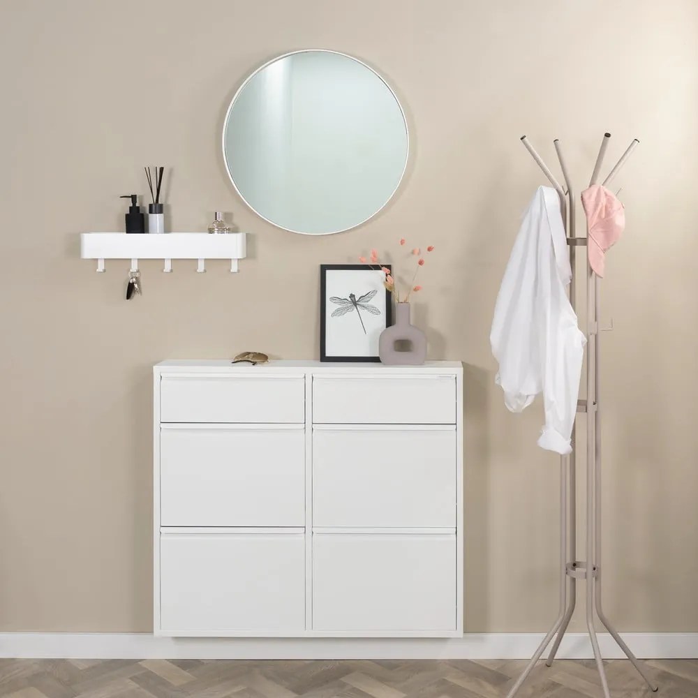 Pantofar alb cu deschidere înclinată din metal 98x86x15 cm Billy – Spinder Design